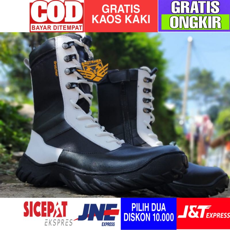 Sepatu Pdl Polri Provost Model Mamba Komando Merk Brotrher Waterprof Pakai Resleting Sudah Di sol