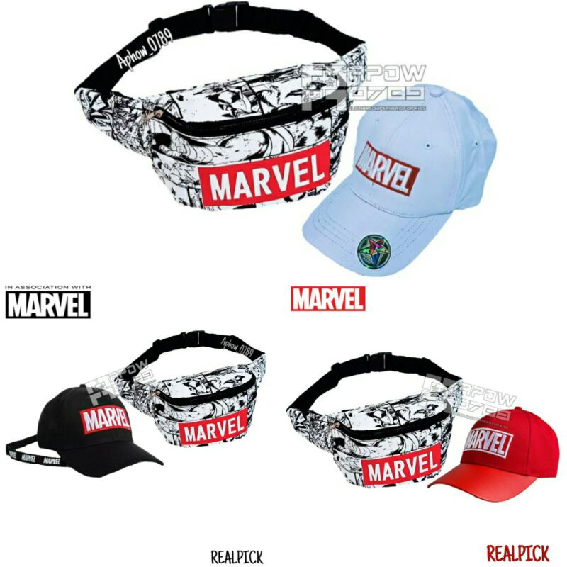 2IN1 TOPI BORDIR MARVEL TAS SELEMPANG KANVAS MARVEL TAS ANAK WAISTBAG ANAK TOPI ANAK MOTIF MARVEL