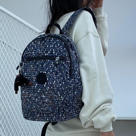 Tas Ransel Kipling Class Seoul S Medium Monkey Hitam Scale Sisik Sekolah ORIGINAL Anak Jalan Kuliah