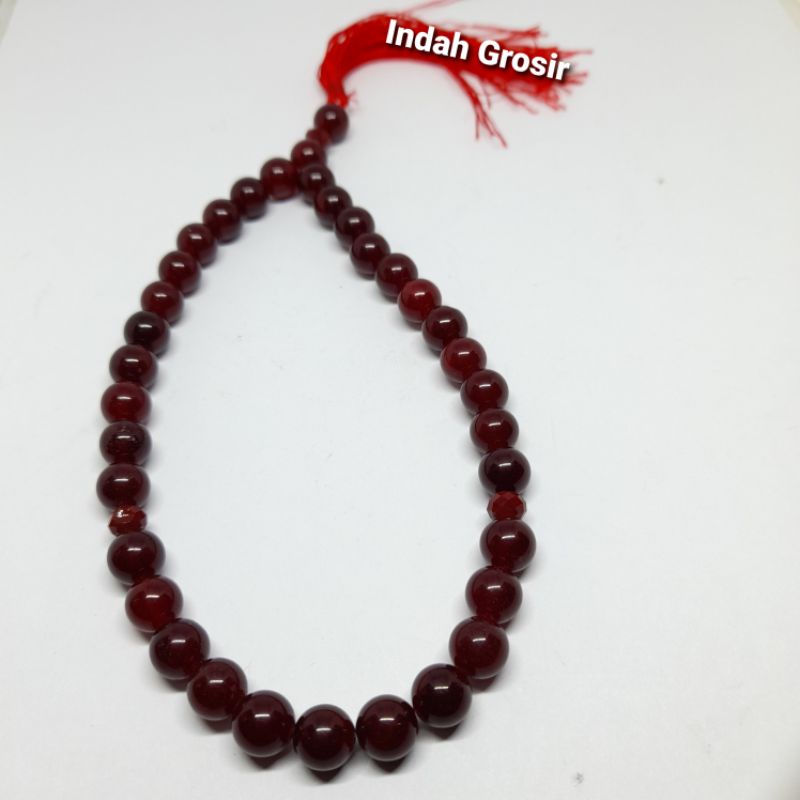 TASBIH BATU NATURAL GIOK MERAH 8MM 33BUTIR ORIGINAL STONE