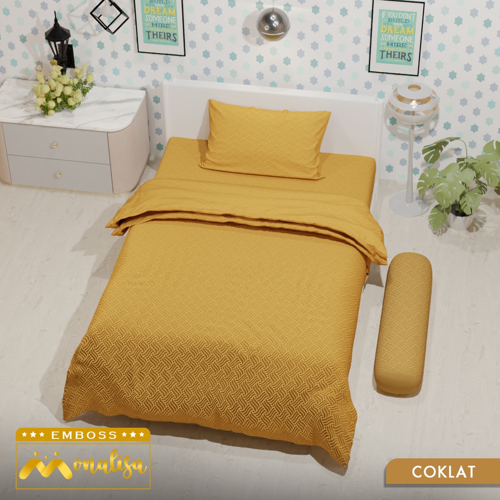 Monalisa Emboss BedCover SET Sprei Uk 100/120 - Coklat