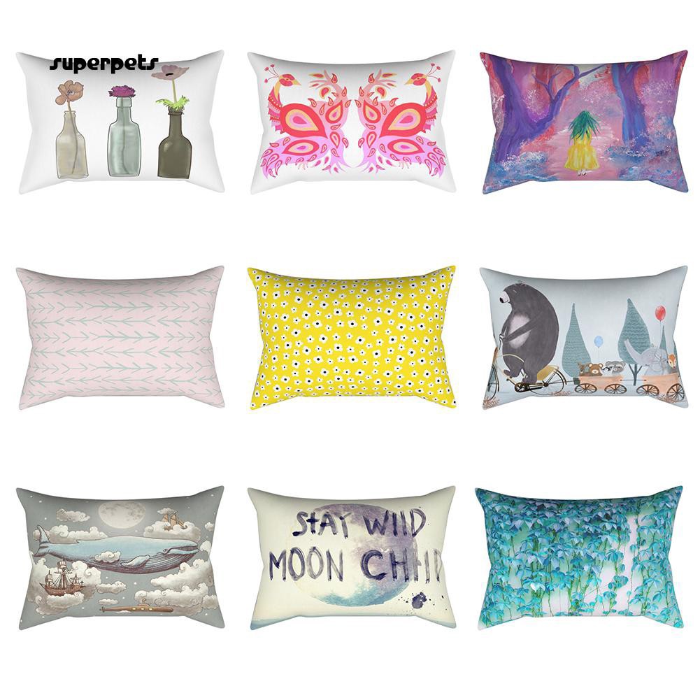 Super Vase Bear Whale Print Fashion Decor Pillow Case Sofa Waist