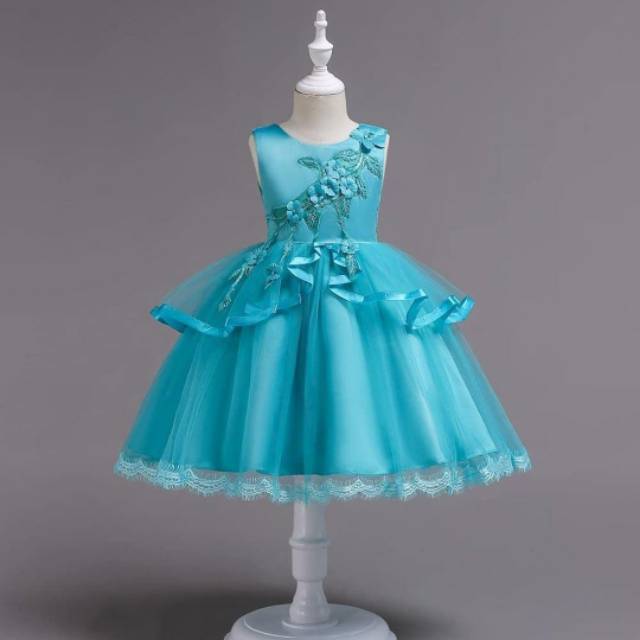 81013 SAMANTHA DRESS / DRESS PESTA ULANG TAHUN ANAK /GAUN PRINCESS ANAK MERAH BIRU PINK TOSCA IMPORT