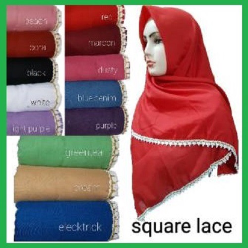 Hijab Jilbab Square Lace Katun Erow