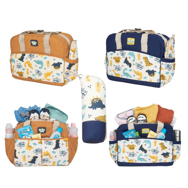 BABY JOY TAS BAYI BESAR + TABUNG BOTOL SUSU LUCU LITTLE DINO SERIES - BJT 1041