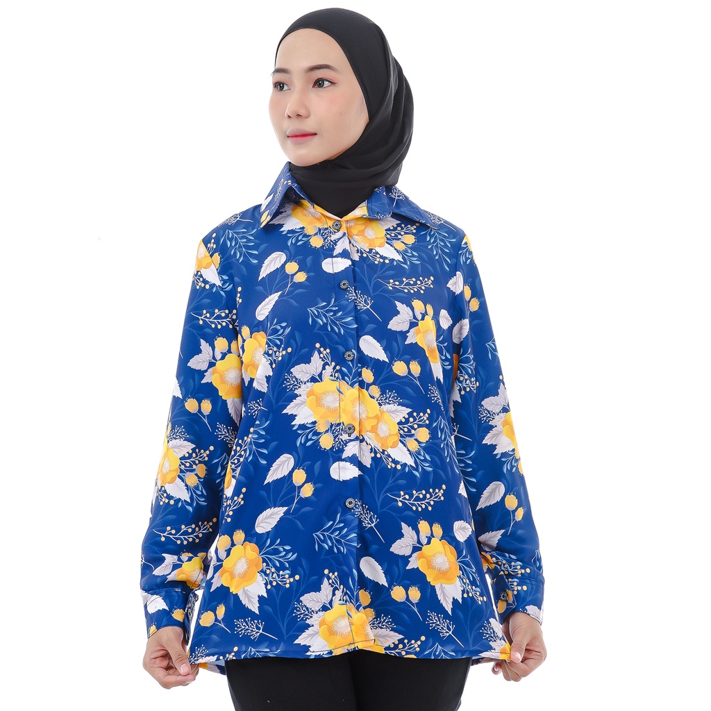 Kemeja Wanita Motif Flower Original Monalisa L XL XXL Jumbo Big Size-02
