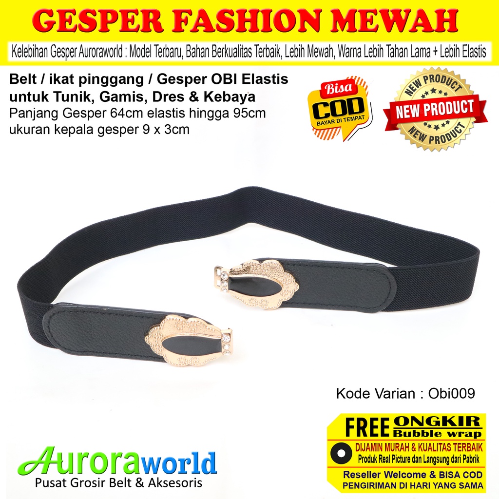 AURORAWORLD Belt OBI Gesper ikat Pinggang wanita elastis Sabuk Mewah Korea untuk Dress Tunik Gaun Terbaru bisa COD