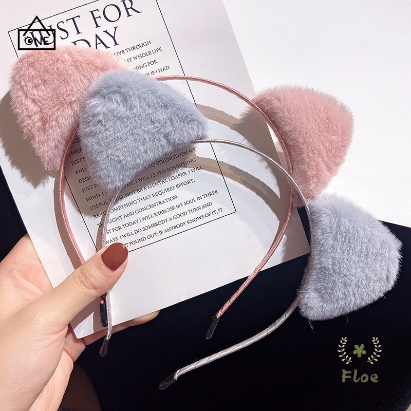 COD❤Korea Cute Cat Telinga Rambut Band Cuci Wajah Ikat Kepala Sederhana Tekan Rambut Klip Hiasan A one