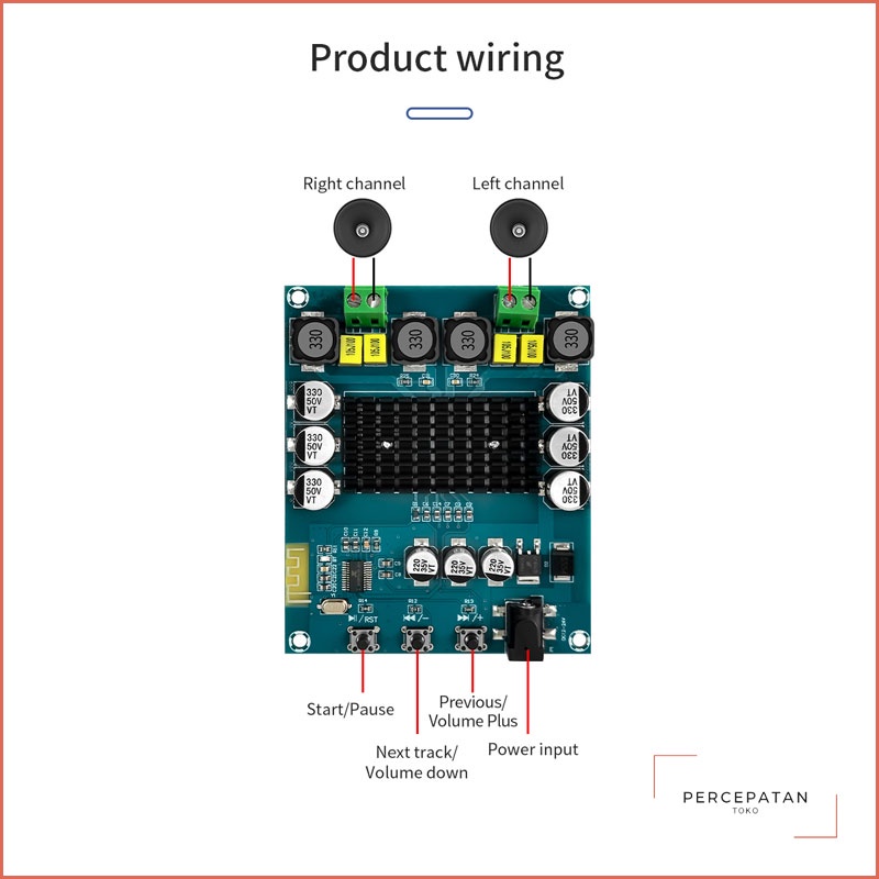 【XH-M548】Bluetooth 5.0 Digital Power Amplifier Board【TPA3116D2】Audio Amplifier Modul Dual Channel 2x120W Daya Tinggi