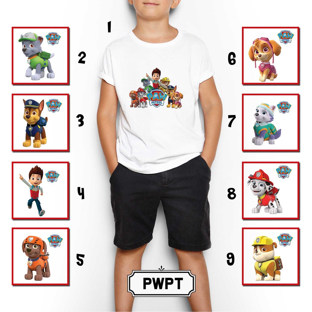 [KAOS ANAK] Paw Patrol oblong custom tshirt laki perempuan boy girl santai rumah nama katun cotton