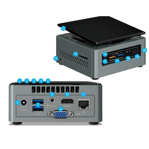 Intel NUC Box 5CPYH + Ram + HDD