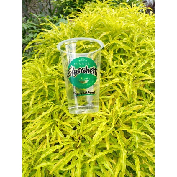 gelas cup plastik oval sablon 18oz ketebalan 8 gram merek starindo-Sablon 2 warna