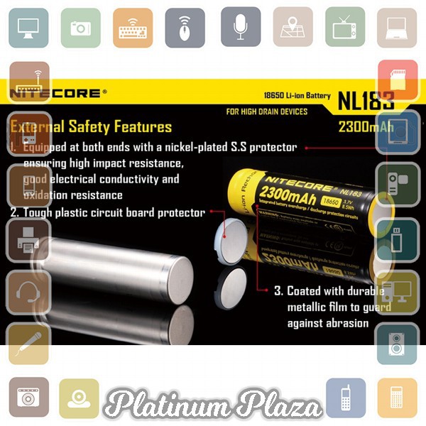 NITECORE 18650 Baterai Li-ion 2300mAh 3.7V - NL1823 - Black/Yellow`6QUJIQ-