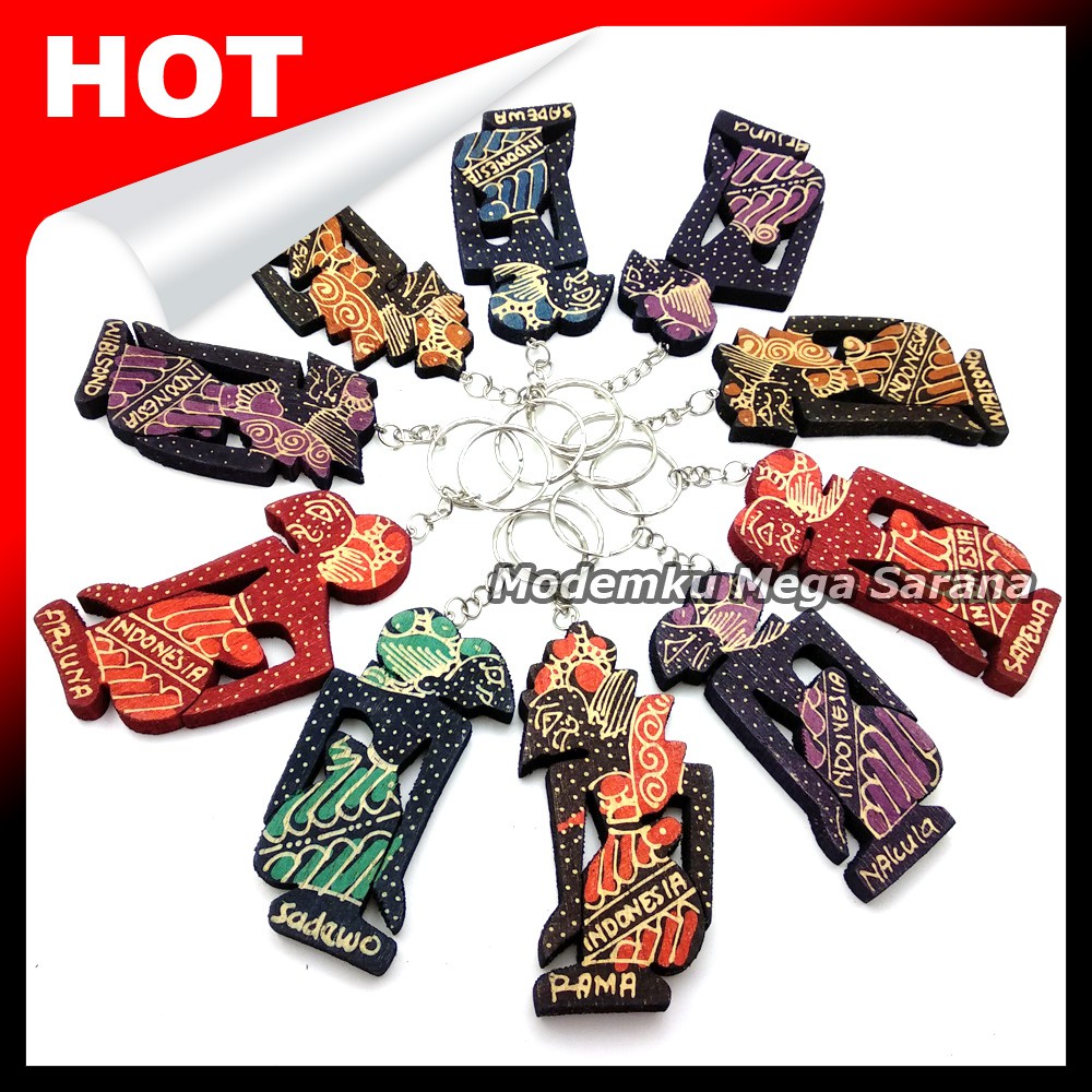 Gantungan Kunci Wayang Kayu Batik