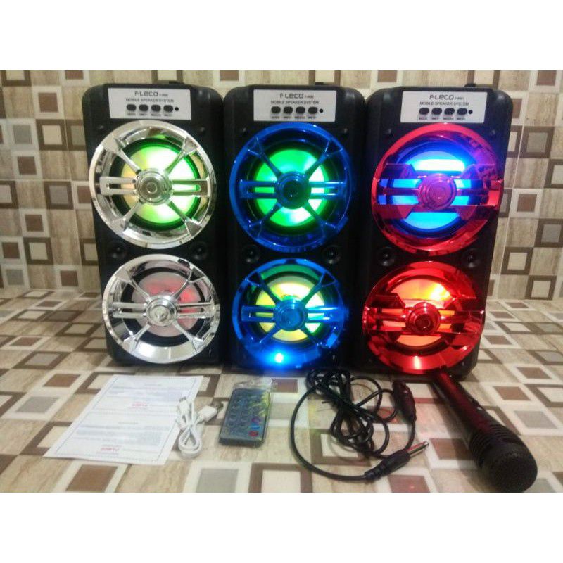 COD SPEAKER BLUETOOTH FLECO F-6581/F-6582 PLUS MIC KARAOKE + REMOTE + USB SUARA SUPER BASS