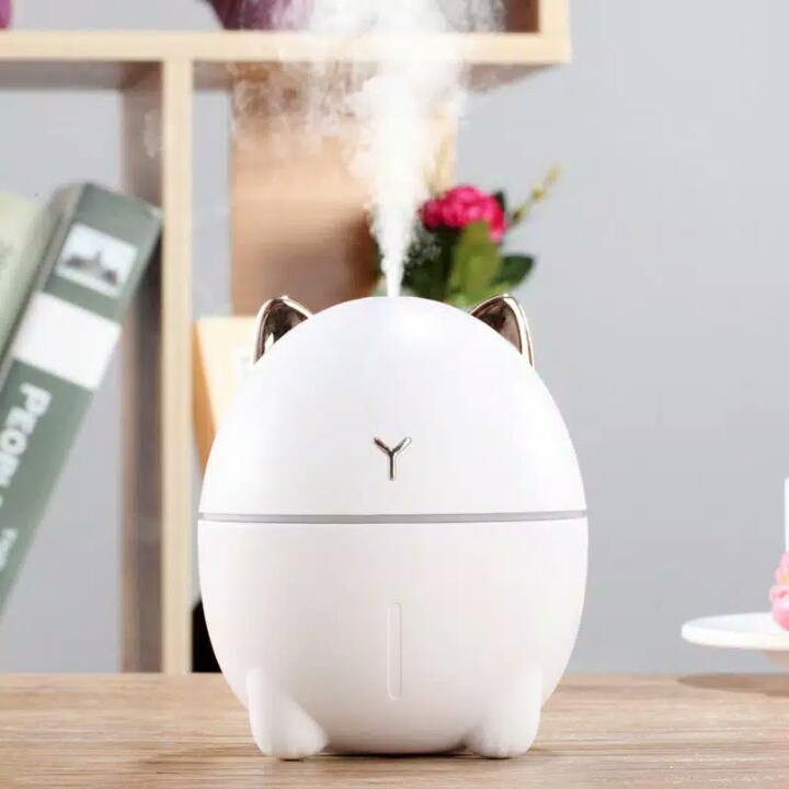 [TAFFWARE] Humidifier Aromatherapy Ultrasonic Pewangi Ruangan Air Diffuser Aroma Terapi Purifier Oil Nano Spray-Cat Putih