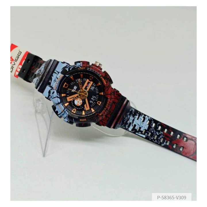 jam tangan pria one piece divigo strap Rubber hitam merah
