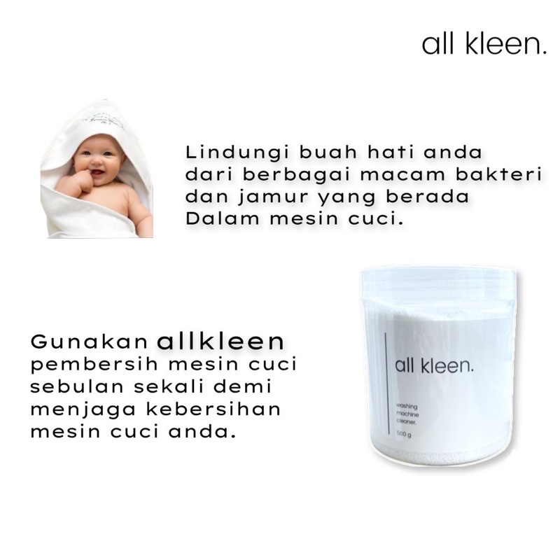 Allkleen Washing Machine Cleaner 500gram Detergen Pembersih Mesin Cuci Ramah Lingkungan.