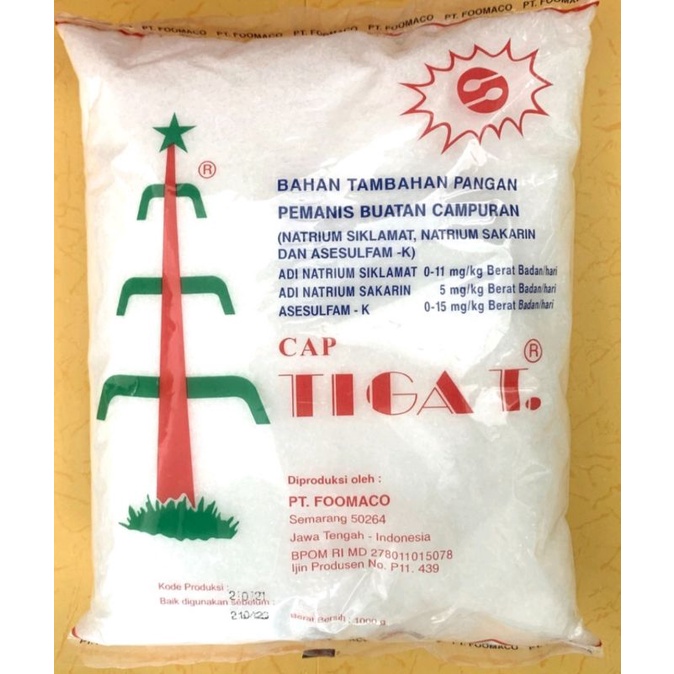 

sari manis Pemanis Buatan cap TIGA T 1kg , Sodium 3T 1kg exp MAR 2030; Pemanis cap Raja Tawon 1kg , Sodium cap Raja Tawon 1kg