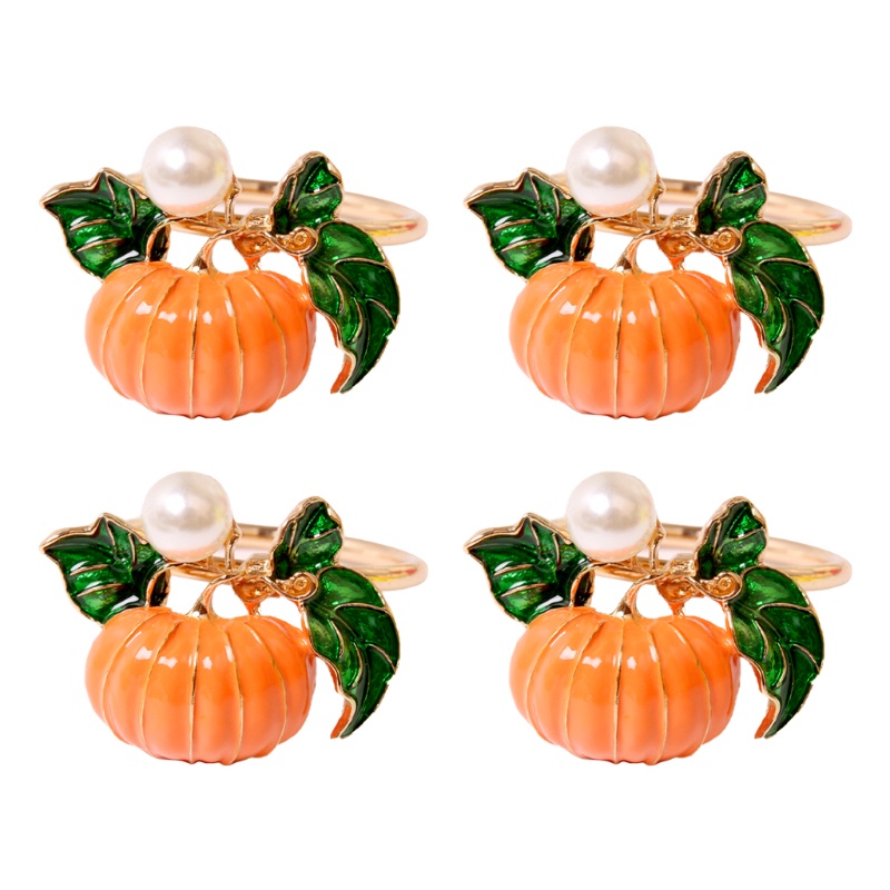 Zzz 4 / 6pcs Ring Holder Serbet Bentuk Labu Halloween / Thanksgiving