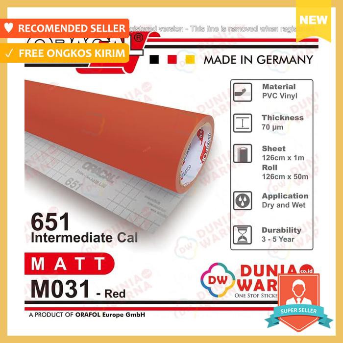 Oracal 651 031 Red Gloss/Matte(Doff) Meteran