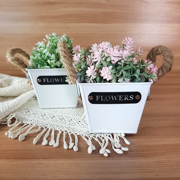 Pot | Pot Mini Pot Kecil Tali Tambang Pot Flowers Putih