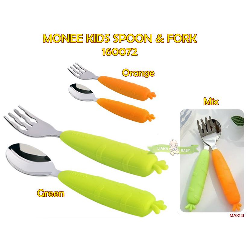 MAK141 SENDOK GARPU ANAK MONEE KIDS SPOON &amp; FORK 160072