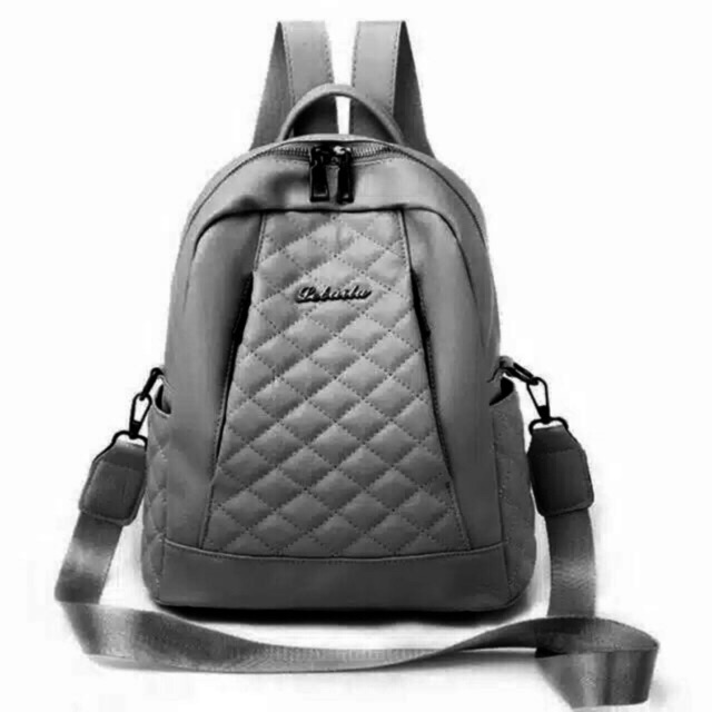 Fashion Tas Ransel 2Res Tengah Embos Jait Jait Le O Pard Free 2 Tali / Backpack Stylish Multifungsi