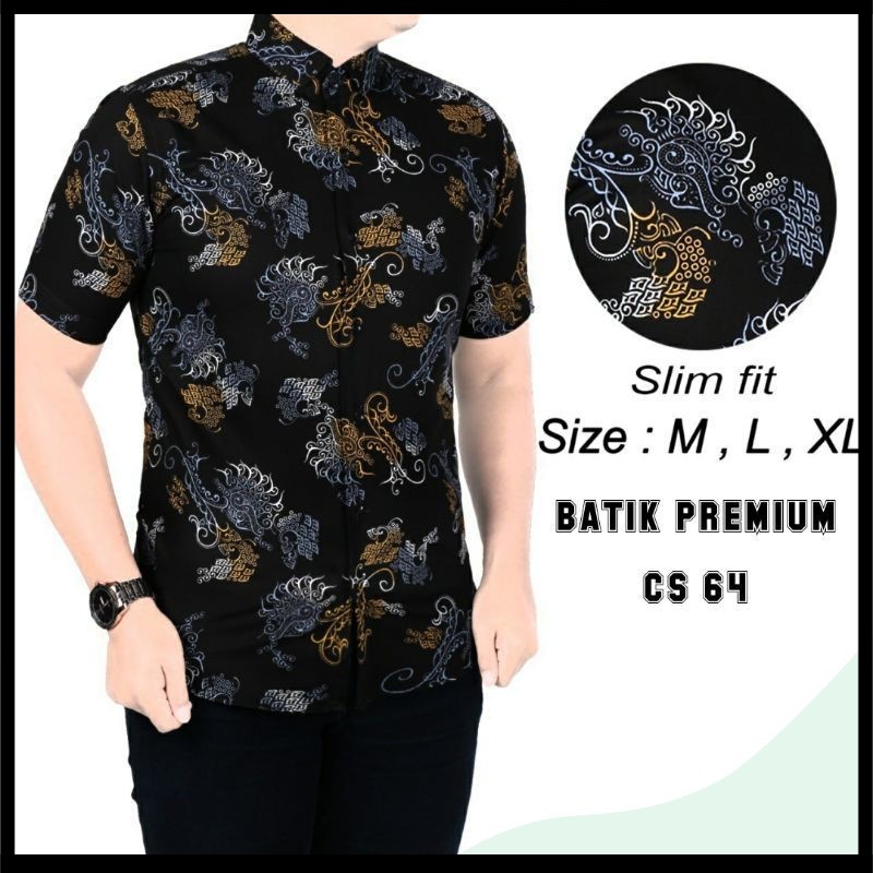 KEMEJA BATIK PRIA SLIM FIT BAJU BATIK PRIA SLIM FIT MODERN KEREN CS64