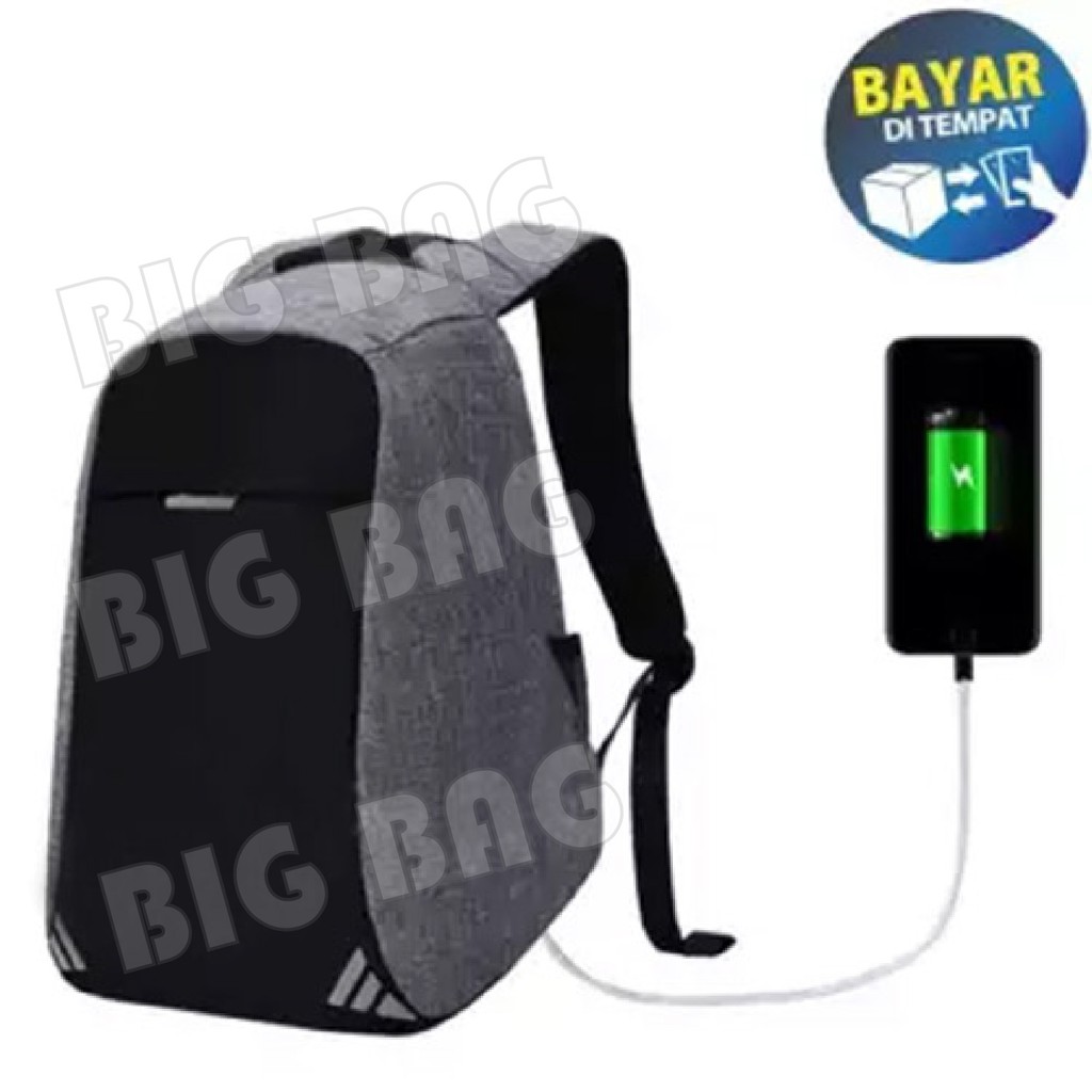 PTS -Tas Ransel  Anti Maling Tas Charger Tas Laptop - Grey