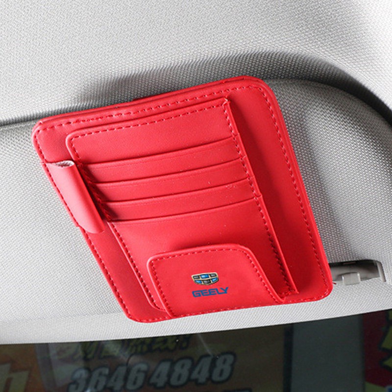 Klip Holder Kacamatakartu Bahan Kulit Untuk Sun Visor Mobil Geely Coolray Emgrand Okavango