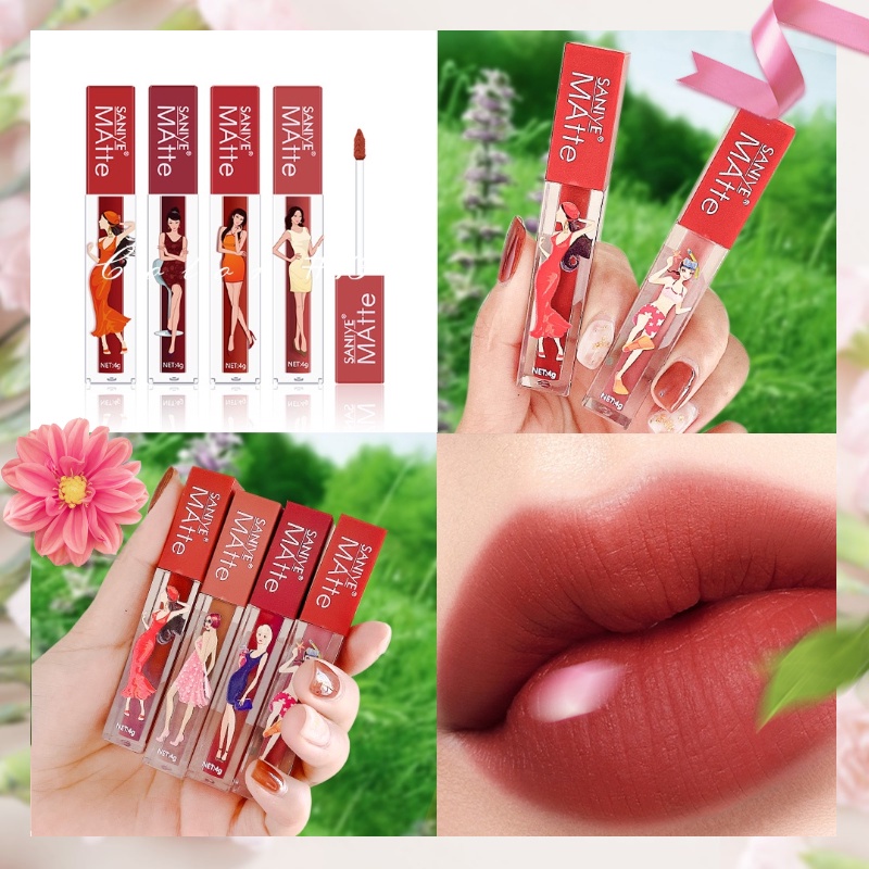 Saniye Lipstick Matte Liquid lip gloss 10 Warna Tahan Air Liptint  Dan Tahan Lama Kosmetik Bibir L1180