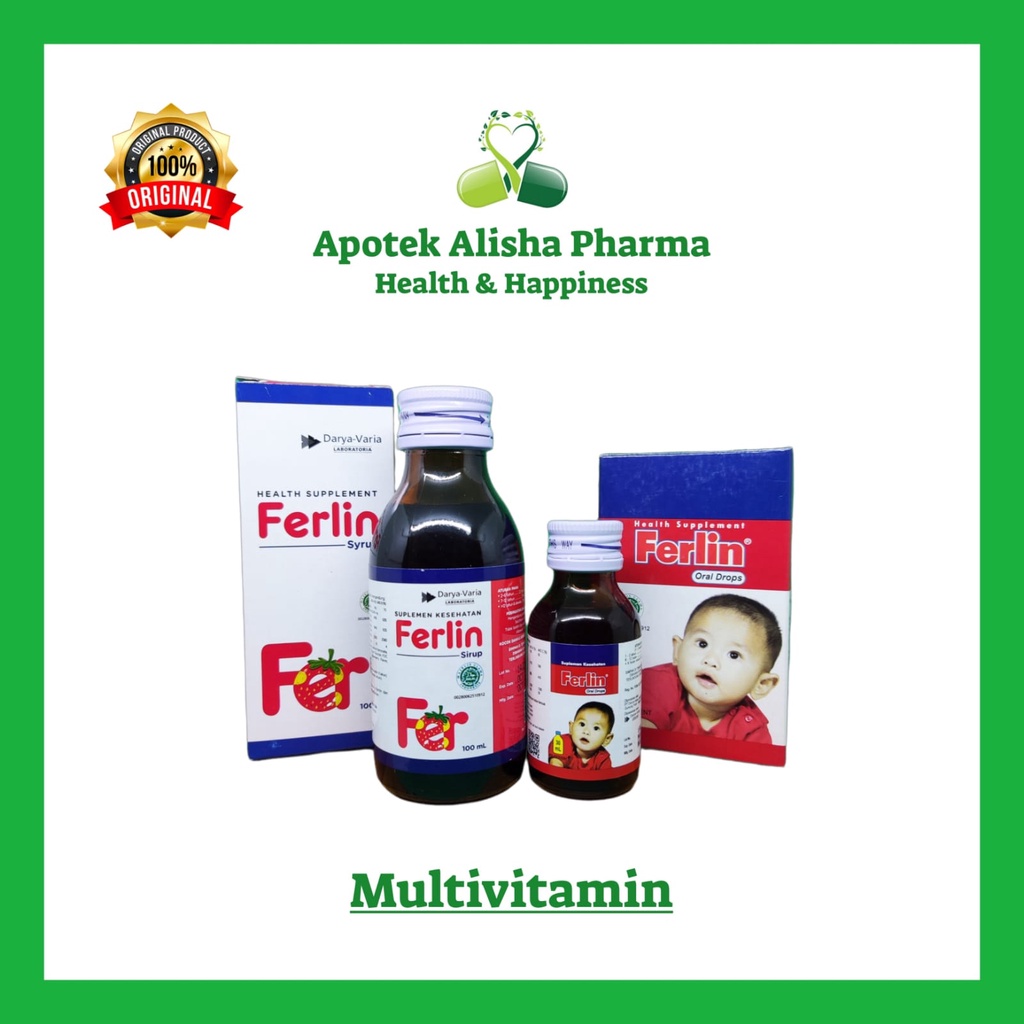 FERLIN DROPS 30ML/FERLIN SYRUP 100ml-Ferlin Baby Drop/Ferlin Sirup Suplemen Vitamin Zat Besi Bayi&amp;Anak Anemia/Kurang Darah/Perlin Drop/Sirup