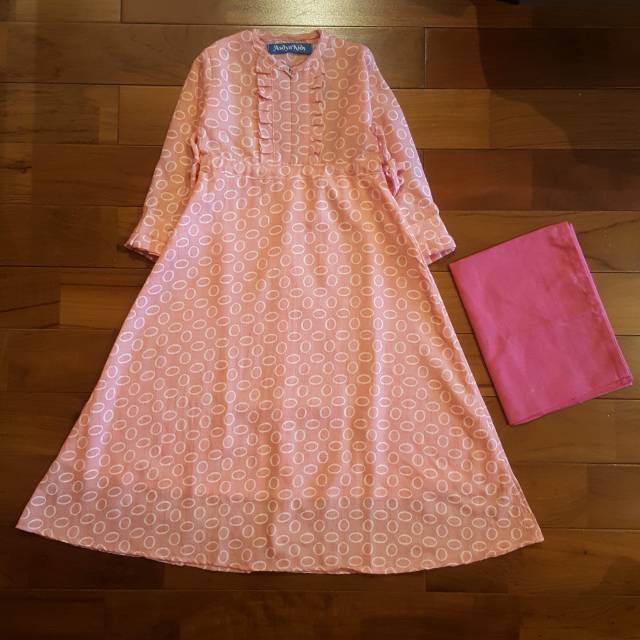 [Brandedbaby] 2-12T ASDYAKIDS GAMIS SET HIJAB POLKADOT PINK