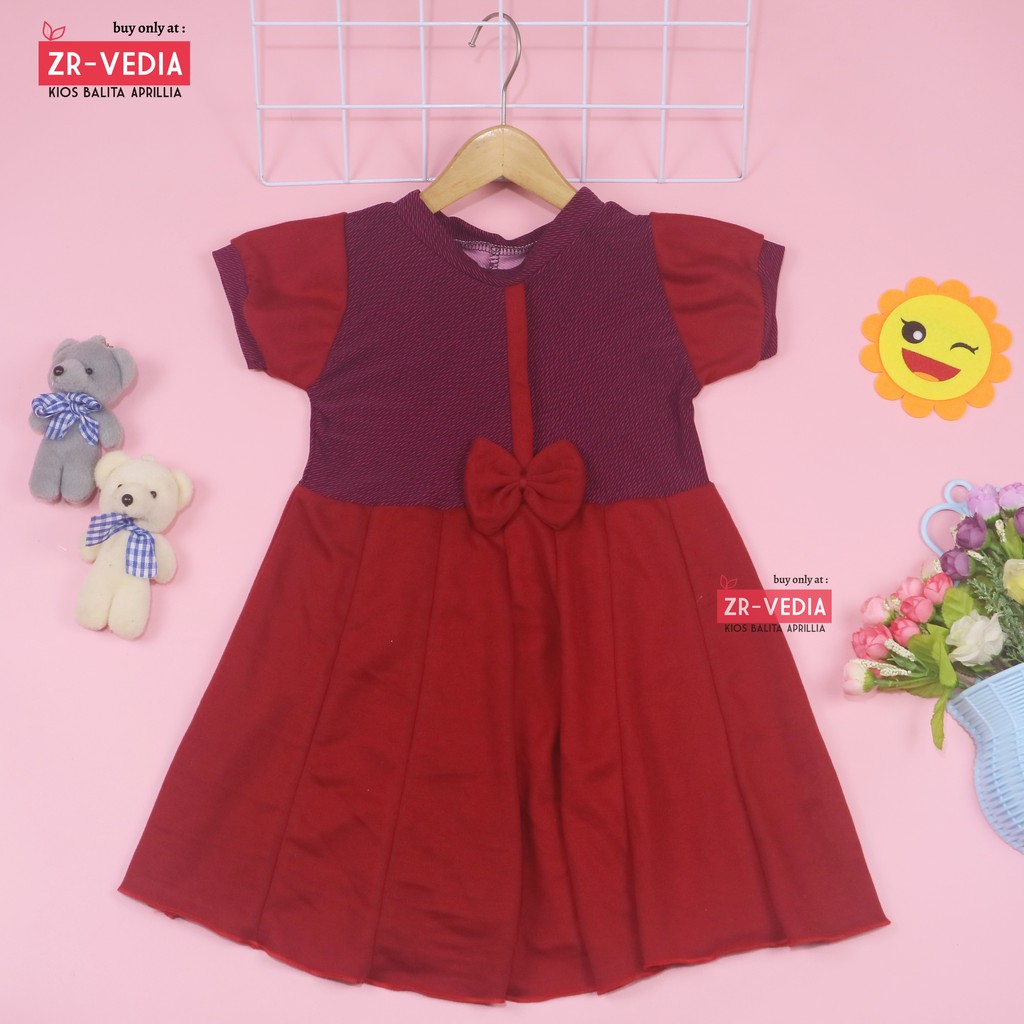 Dress Anak Jasmine uk 3-4 Tahun / Dress Balita Murah Bahan Kaos Anak Perempuan Dres Lengan Pesta