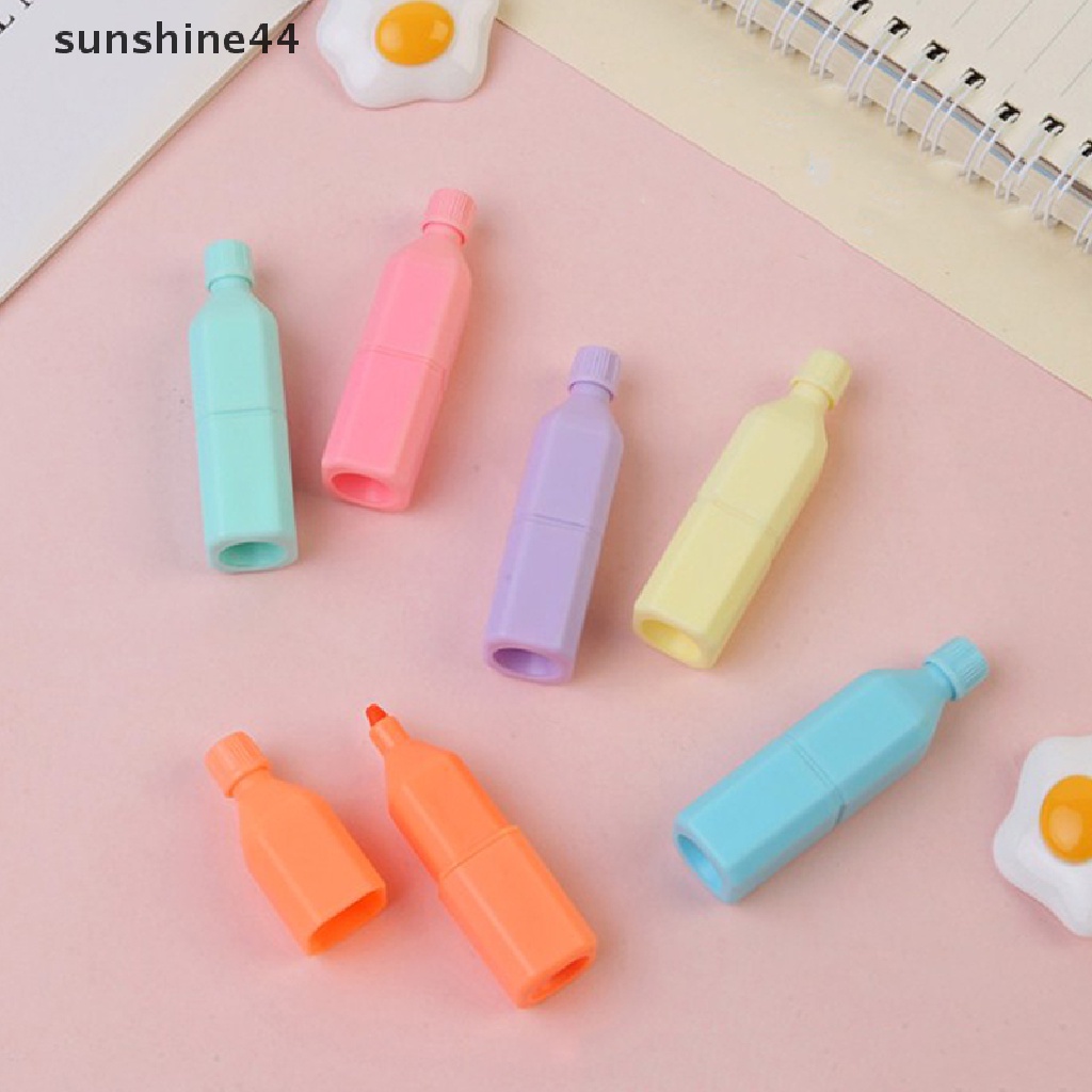 Sunshine 6Pcs / Lot Stabilo Bentuk Kartun Kucing Lucu Untuk Sekolah / Kantor