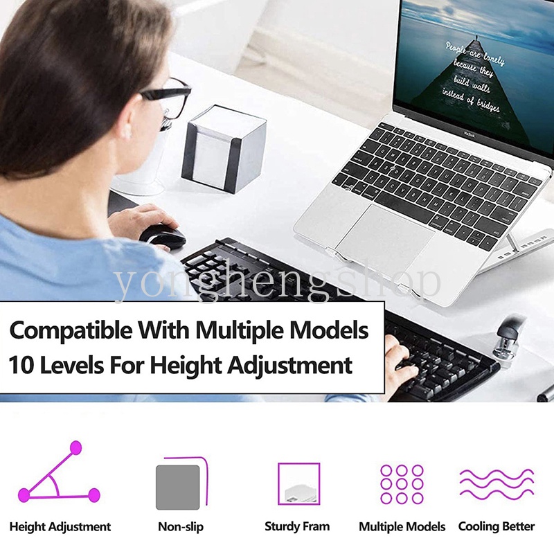 Stand Holder Laptop / Macbook 10 Level Tinggi Adjustable Anti Slip Penghilang Panas Portable