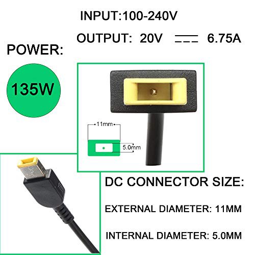 Original 20V 6.75A 135W Charger Casan Lenovo Thinkpad T440p Y50-70 Y50-70 T440p T450p T460p T530 T54