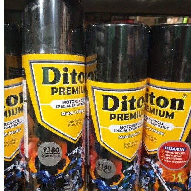 Pilok Pylok Pilox Cat Semprot DITON Premium Silver Metalic 9180 Silver Metalik 400cc Tahan Bensin.Cepat Kering.Tidak Retak