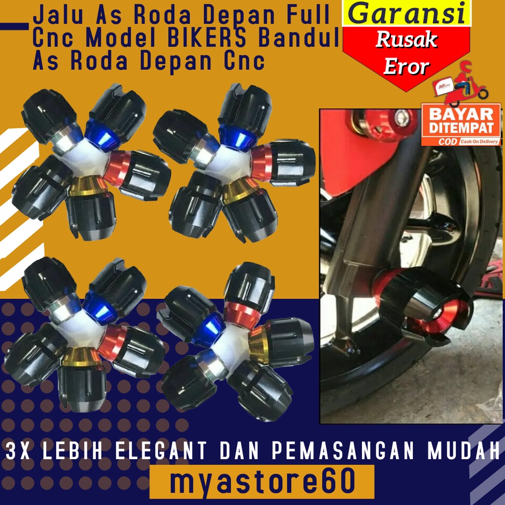 Jalu As Roda Depan Full CNC Model BIKERS Bandul As Tutup As Roda Depan Cnc PNP Semua Motor UNIVERSAL