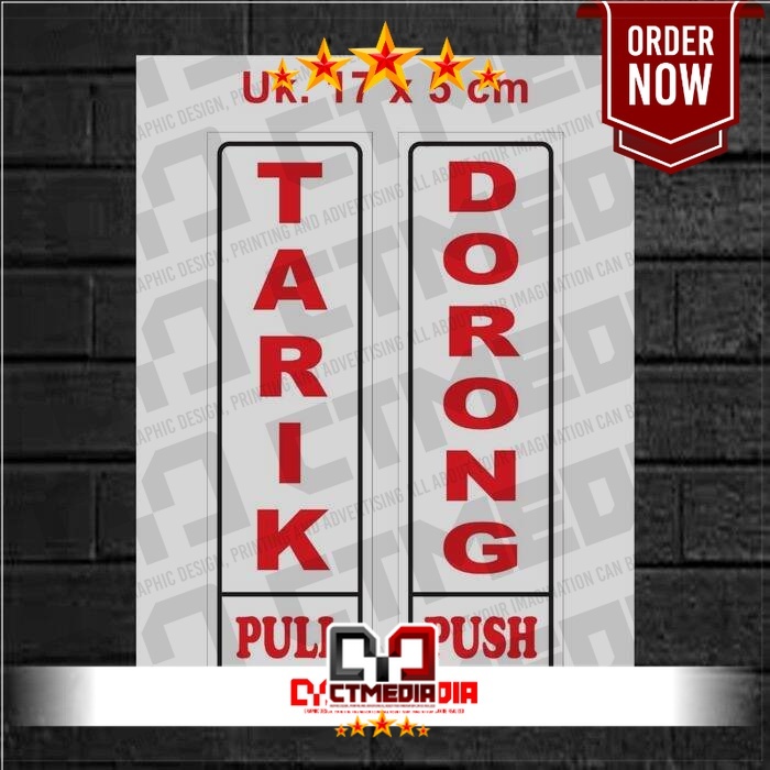 

2pcs Stiker vinyl 17x5cm. STICKER PINTU TARIK DORONG PULL PUSH.RUMAH. SIGN RAMBU K3