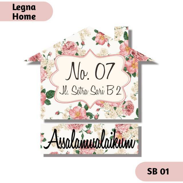 

LG Shabby chic Papan Alamat Rumah Motif Bunga
