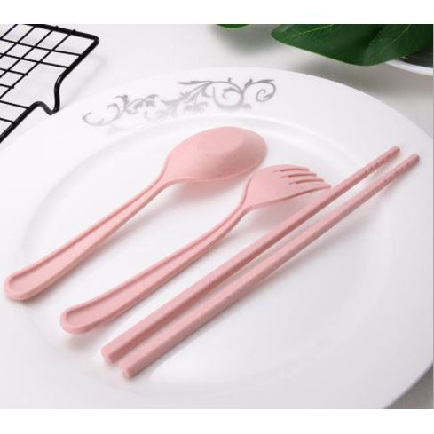 ( KJO ) Sendok Set Jerami Non Pack Sendok Makan sumpit Garpu Jerami