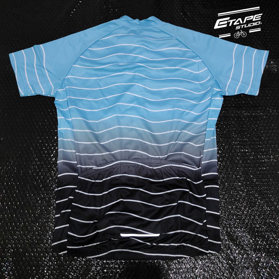 Jersey Road Bike Blue Black Wave Baju Sepeda MTB SELI