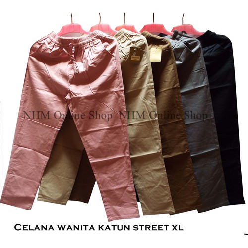 NHM Celana Baggy Wanita Bestseller , Baggy Pants panjang katun Street