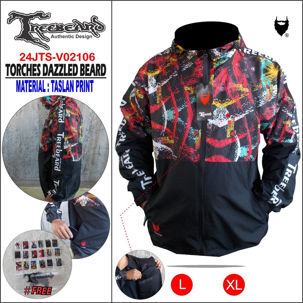 [ COD ] JAKET MOTOR PRINTING / JAKET HOODIE OUTDOR  PARASUT WATERPROOF ANTI AIR ORIGINAL TREEBEARD