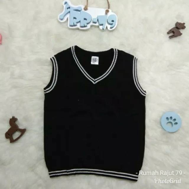 Rompi Vest Rajut Anak Unisex 3XL-4XL Laki-Laki Perempuan 8-10 Tahun Outerwear Rajut Premium Korean S