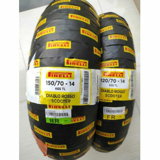 ban Aerox sepasang PIRELLI ROSSO SCOOTER uk 120/70-14 & 150/70-14 tubeless