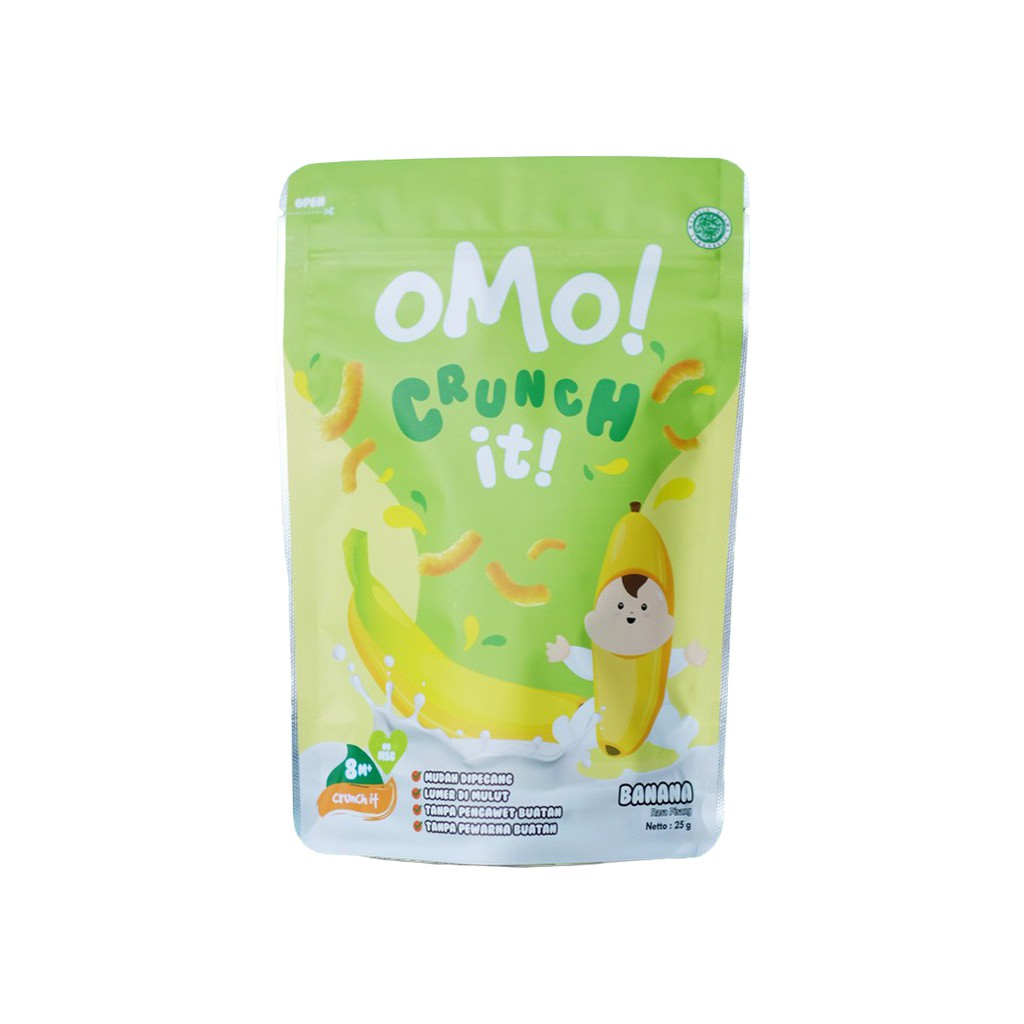 OMO! Crunch It! Banana Pisang Snack Makanan Ringan Camilan Bayi 8M+ 25g