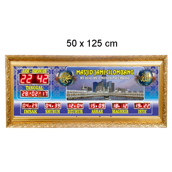 JAM MASJID DIGITAL JAM ADZAN JADWAL SHOLAT CUSTOM NAMA MASJID 50 x 125 cm